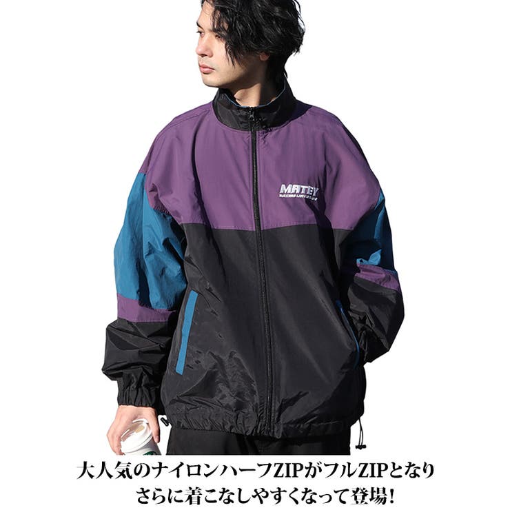 ナイロンブルゾン メンズ ジャケット 切替 オーバーサイズ[品番