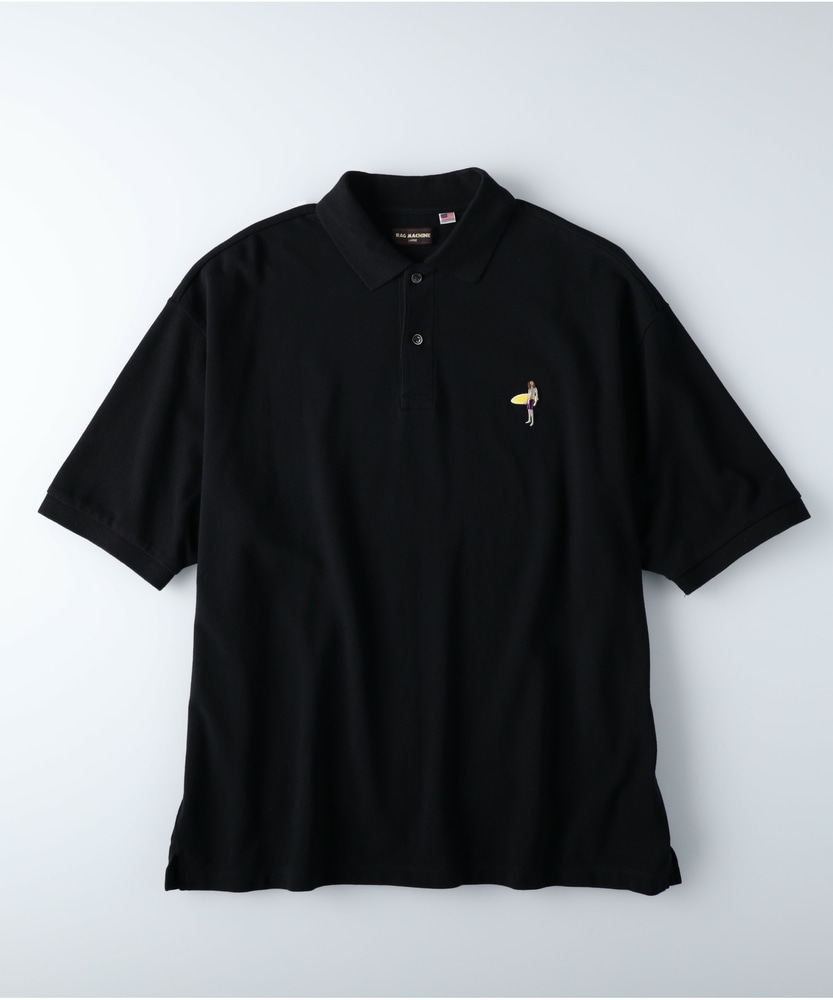 ビッグシルエット刺繍ポロシャツ メンズ(M ホワイト): トップス｜Right