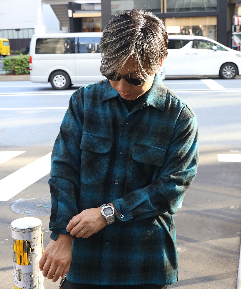 ウールミックスオープンカラーシャツ(S ブラック): トップス｜Right-on