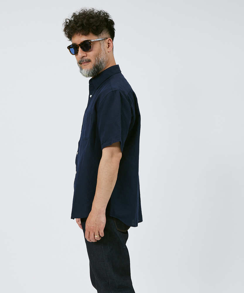 綿麻レギュラー半袖シャツ(S サックス): トップス｜Right-on公式