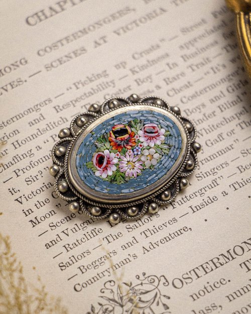 送料無料】台湾 イタリア製アンティーク マイクロモザイク伝統工芸