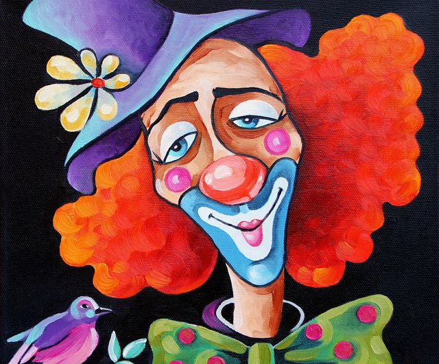 送料無料 20%OFF】ロシア ピエロの絵画 子供部屋 オリジナルアート