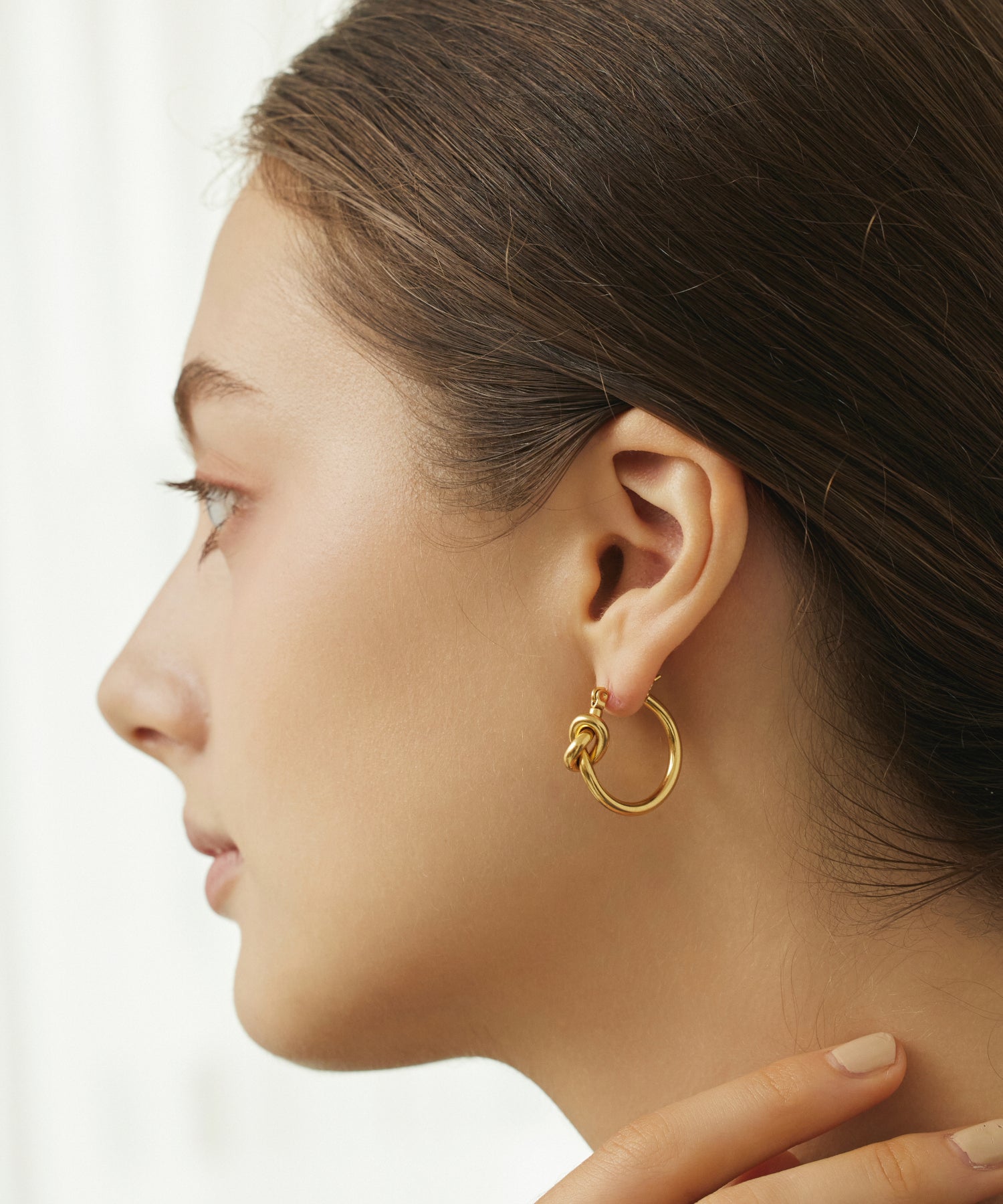 ゴールド]ノットフープピアス