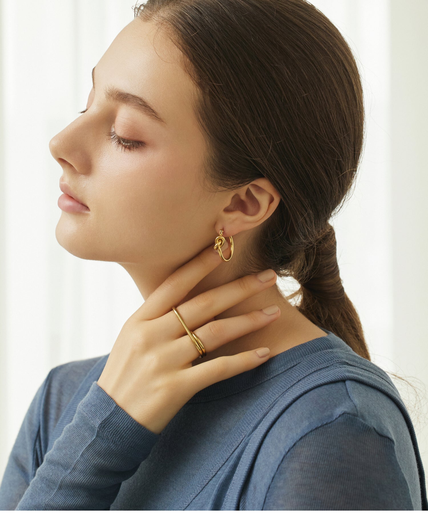 ゴールド]ノットフープピアス