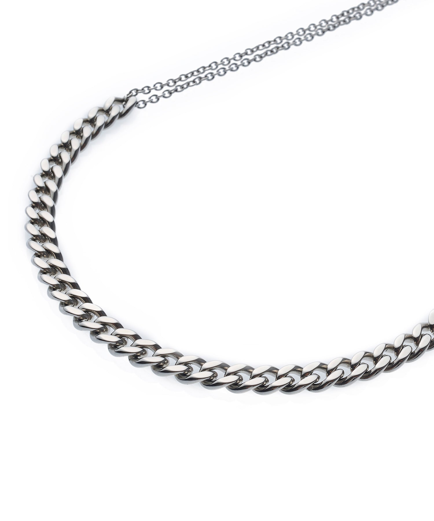 シルバー]ダブルチェーンネックレス