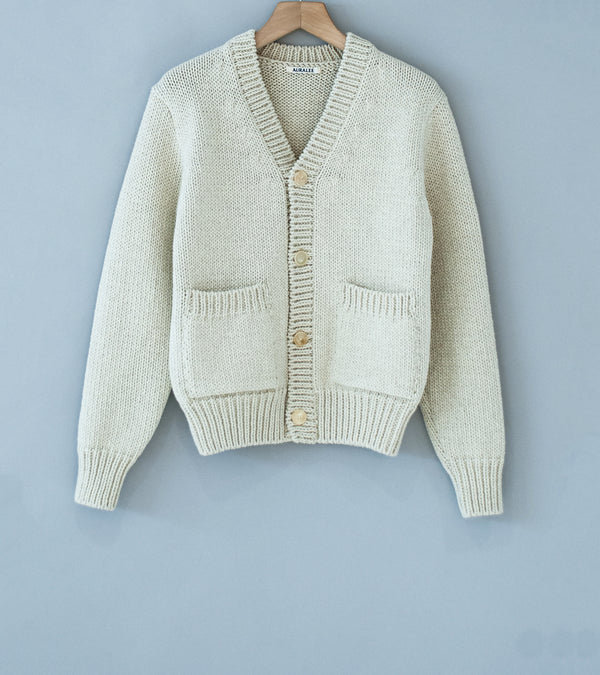 Auralee 'Wool Cashmere Felted Knit Cardigan' (Ivory) – C'H'C'M'