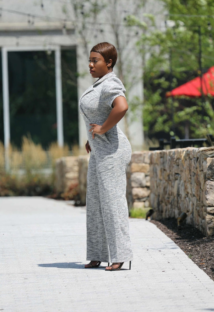 Wide Leg Tweed Jumpsuit | ChloeRae