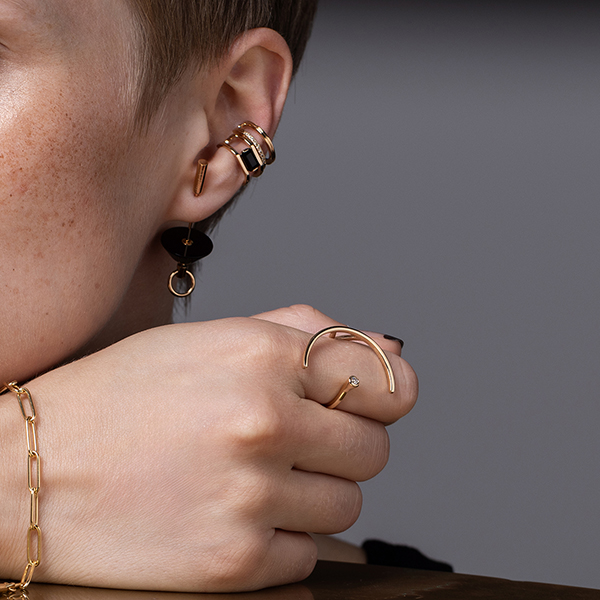 SPEAR ドアノッカー ピアス Sサイズ / ピンクアゲート