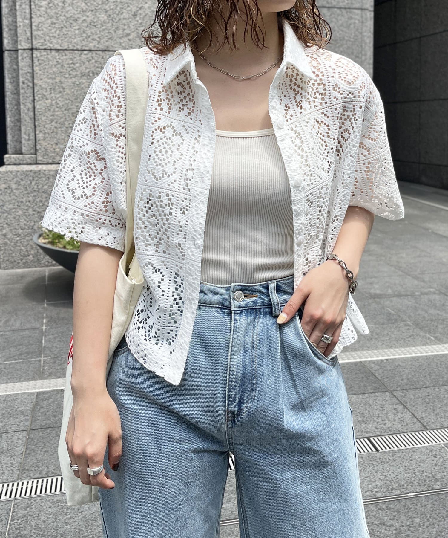 ブロックレース半袖ショートシャツ | CPCM(シーピーシーエム