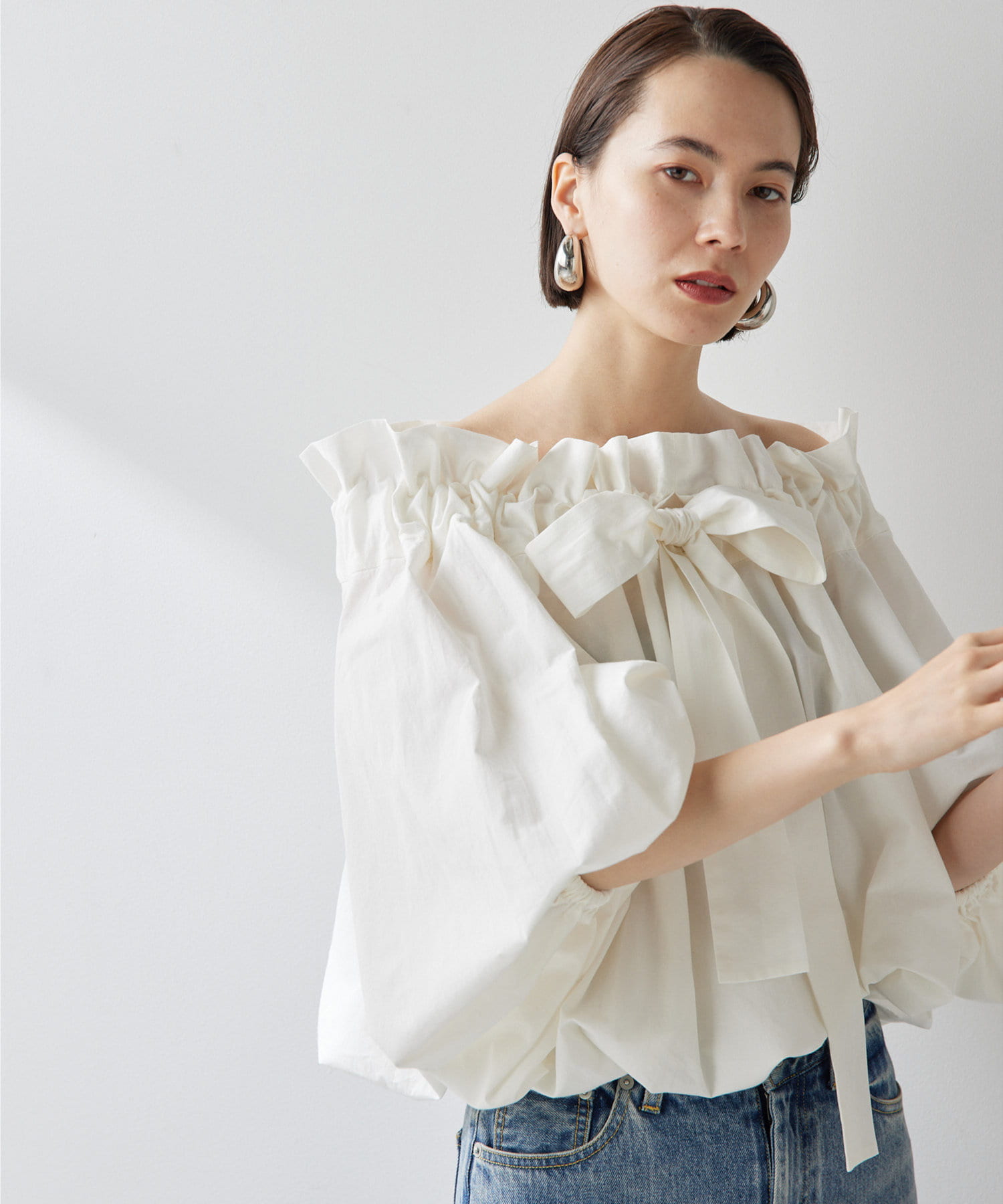 タイプライターギャザーブラウス | Whim Gazette(ウィム ガゼット