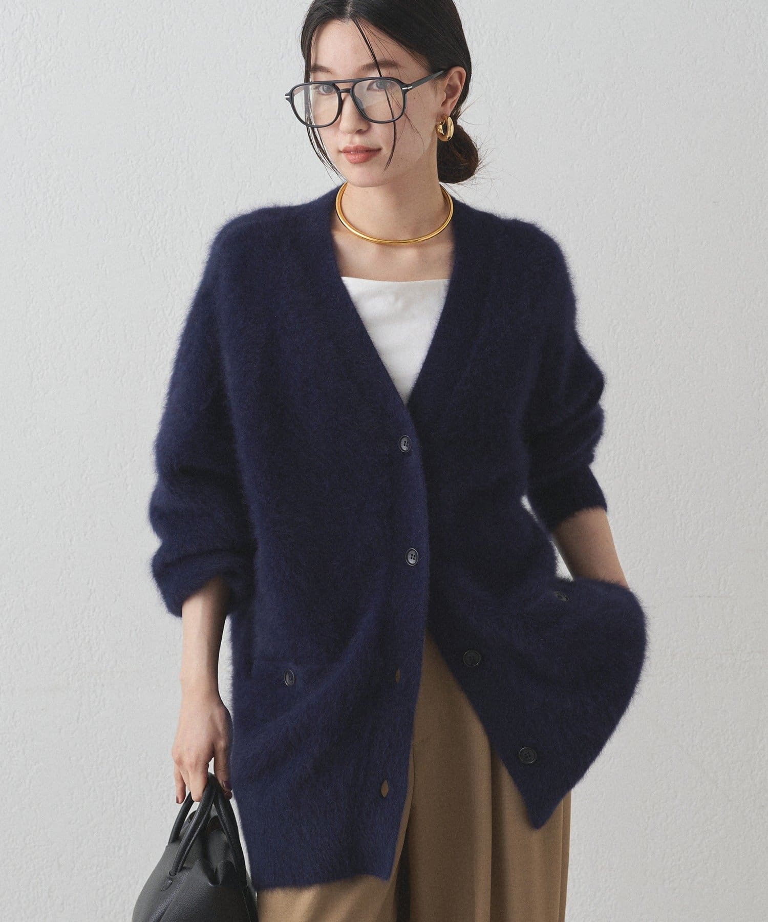 名品】【肌ざわり抜群！】FURカシミヤニットカーデ | LOUNGEDRESS