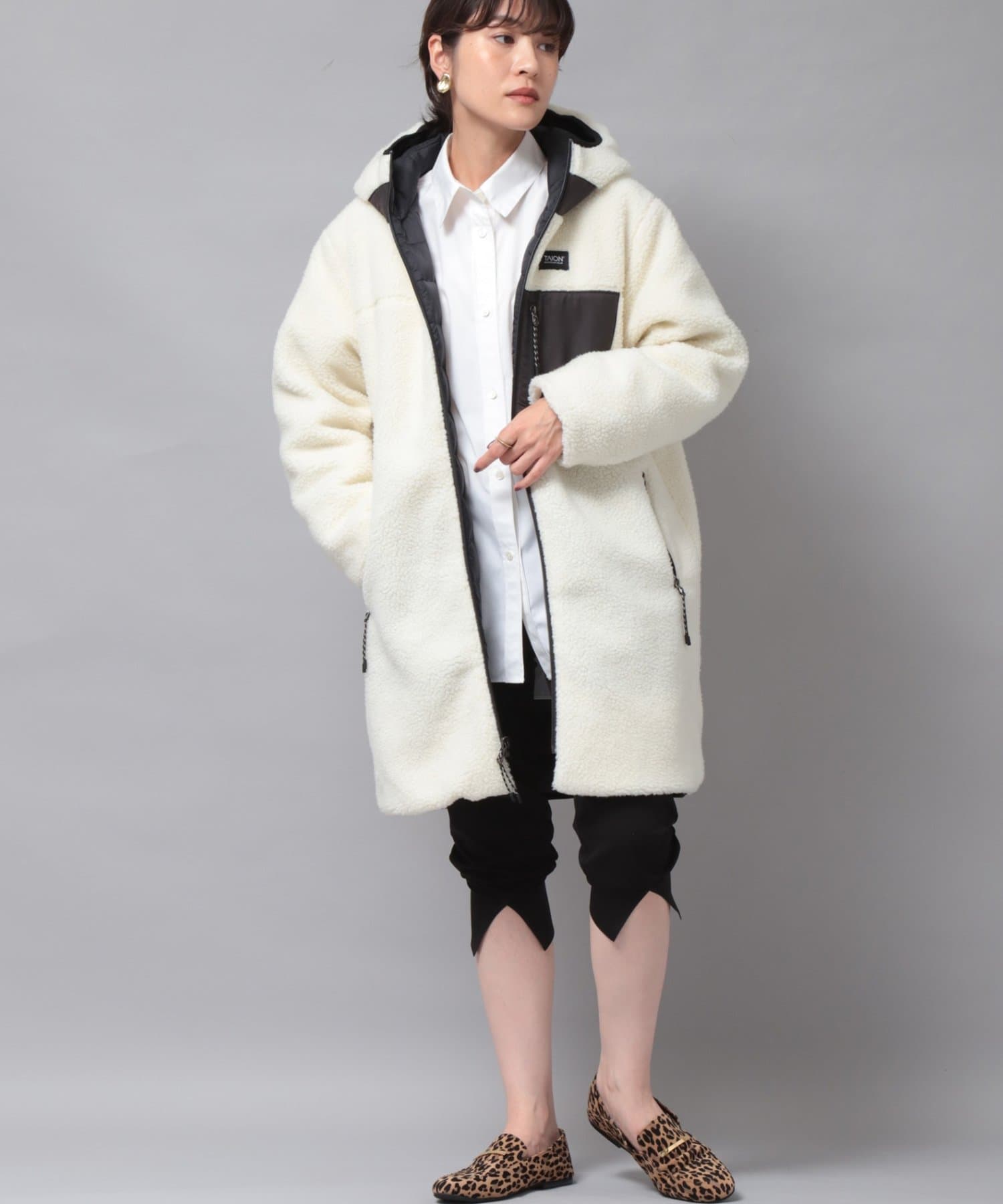 WEB限定】【TAION/タイオン】別注ボア×ダウンフードコートリバーシブル