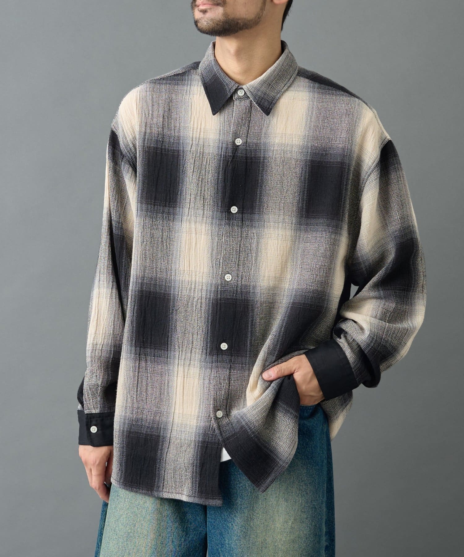 シアーオンブレチェック長袖シャツ | COLONY 2139(コロニー トゥーワン