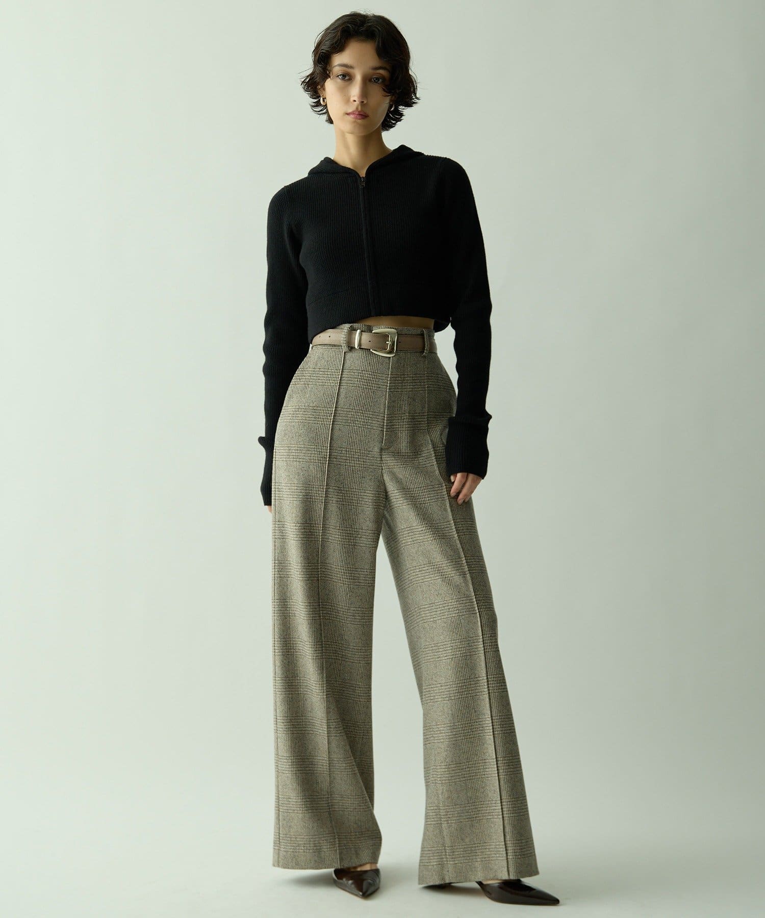 セットアップ対応可》グレンチェックノータックワイドパンツ | Drawing
