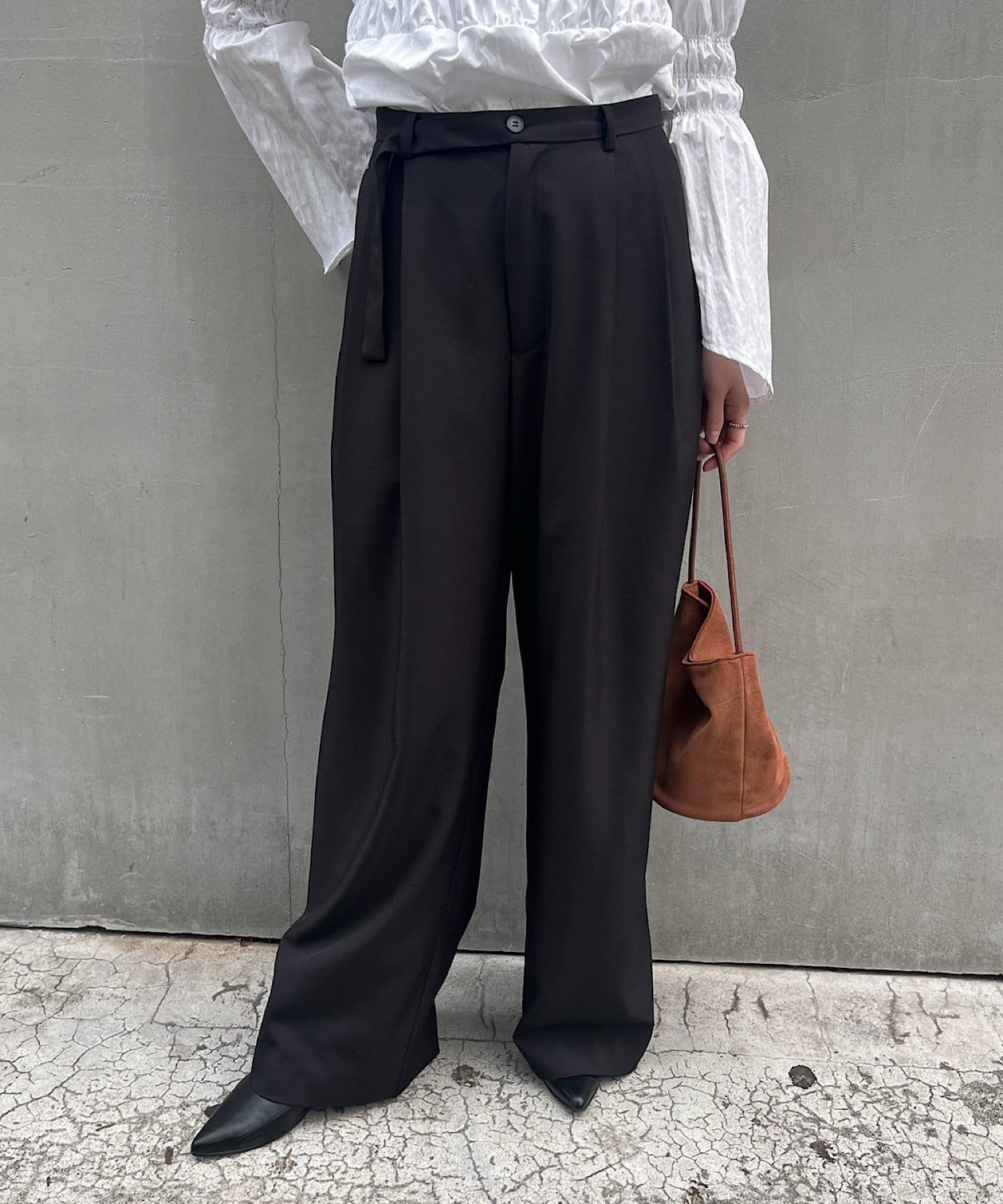 腰高美人パンツ】ダブルタックワイドパンツ | SHENERY(シーナリー