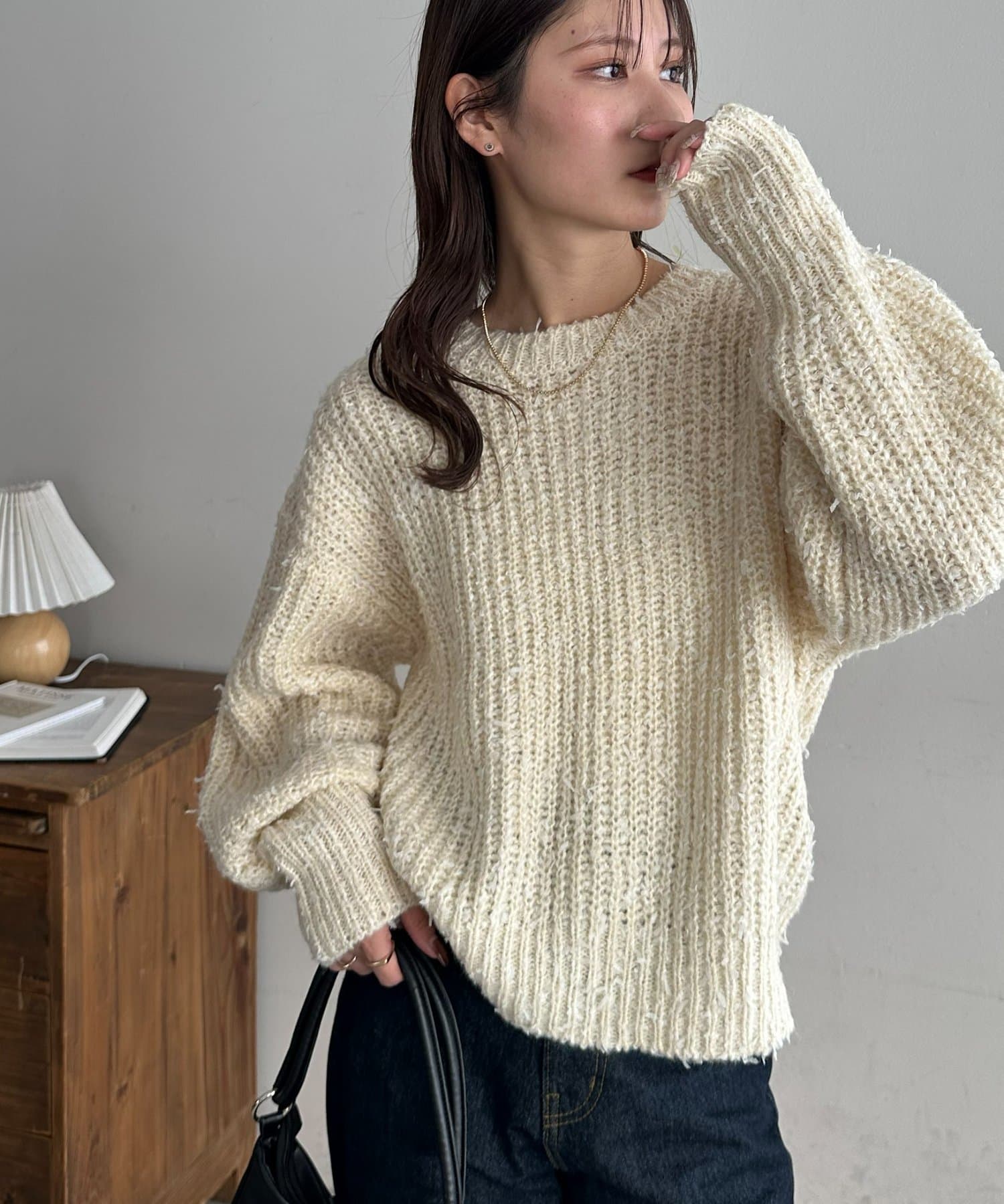 WEB限定】ショート丈リボーンヤーン袖ボリュームニット | DISCOAT