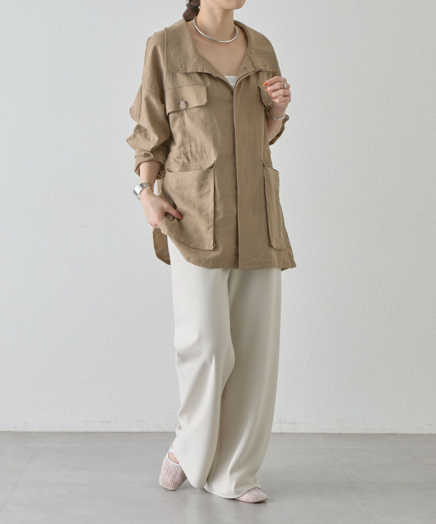 SHENERY】ミリタリーリネンシャツジャケット | OUTLET(アウトレット