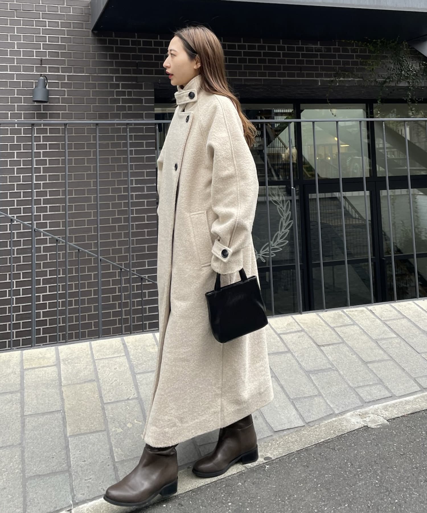 mline][人気No.1アウター]スタンドカラーロングコート | mystic