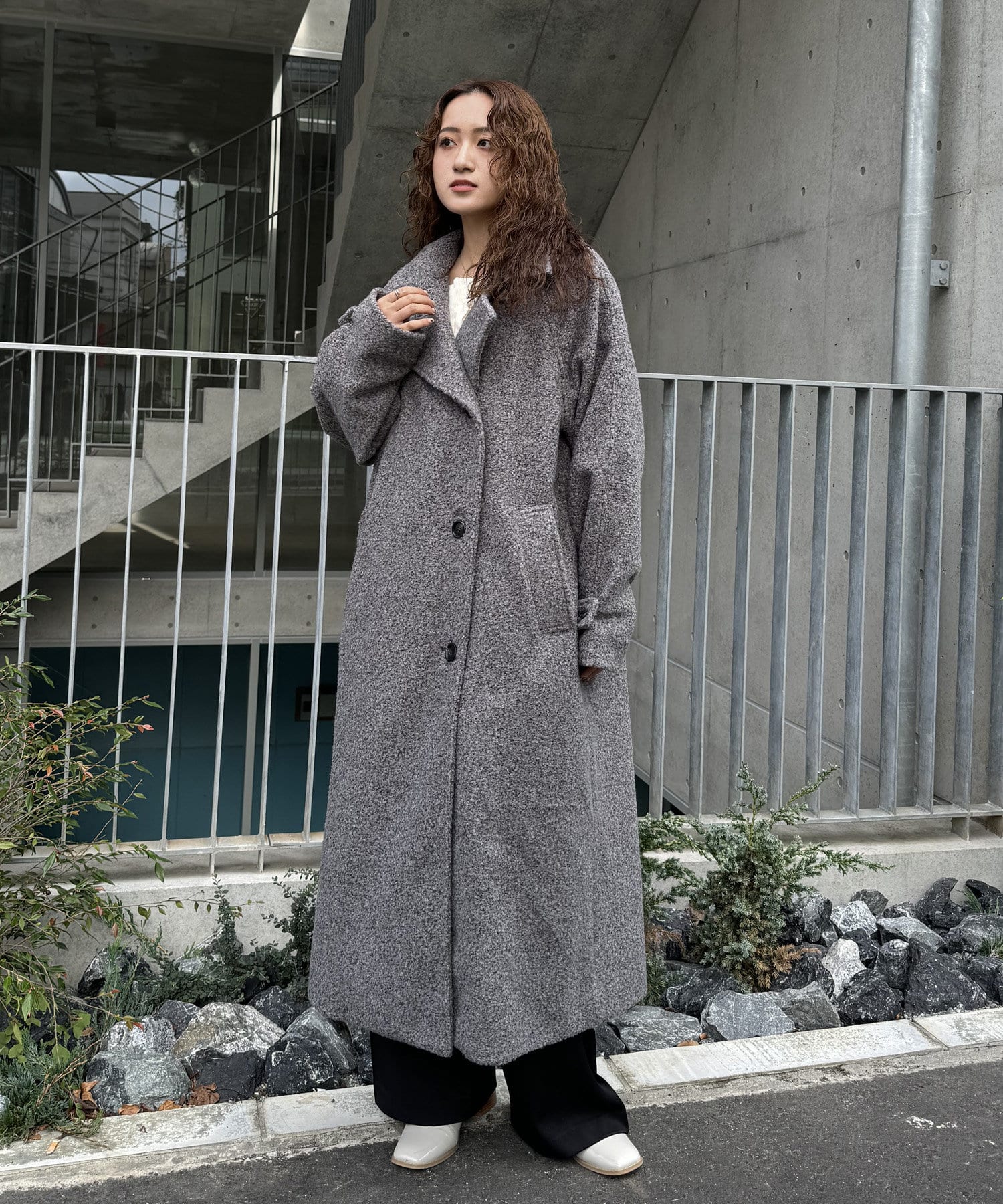 mline][人気No.1アウター]スタンドカラーロングコート | mystic