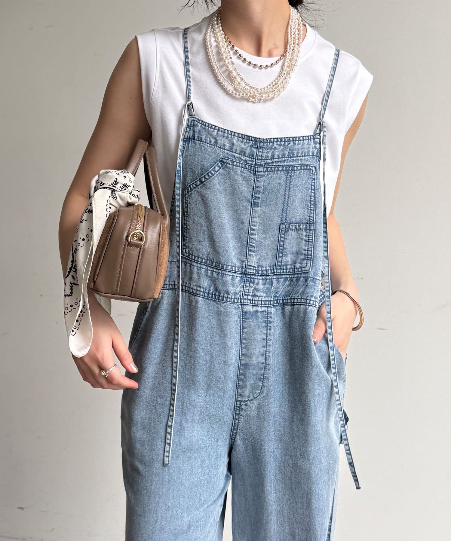 完売カラー再追加！/サイズ展開あり】リヨセルデニムオールインワン