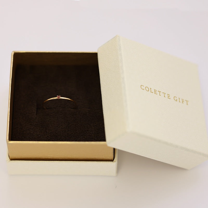 1月 誕生石】K10YG 1粒ガーネット誕生石リング / 誕生石ピンキーリング