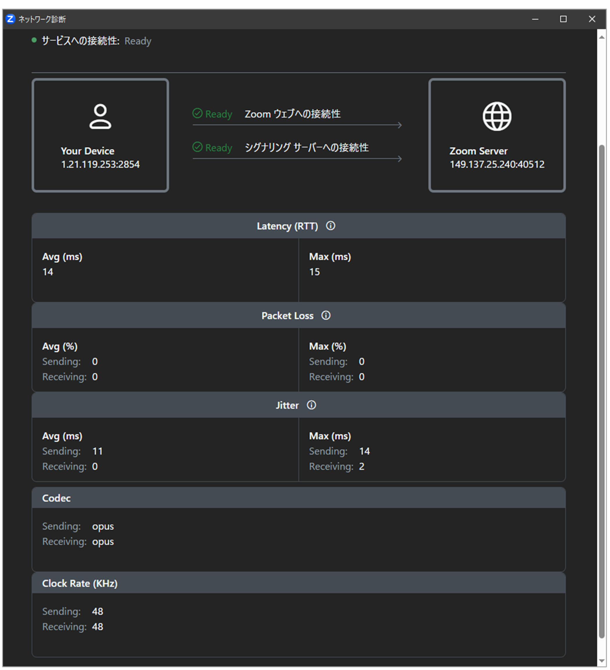 Zoomネットワーク診断ツールによる接続テスト – Zoom-Support