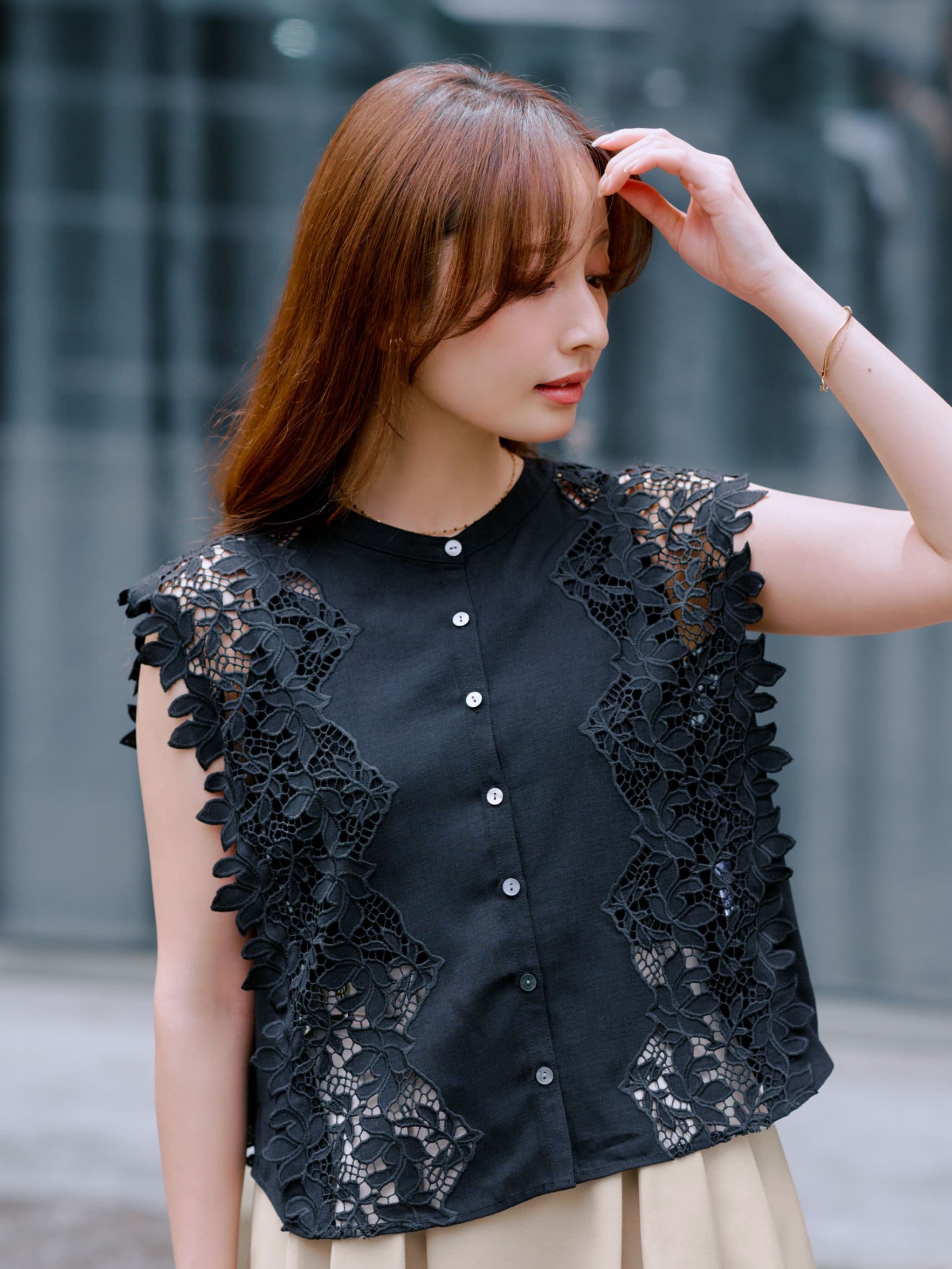 カットワークエンブロイダリーブラウス | 小柄・低身長女性向け