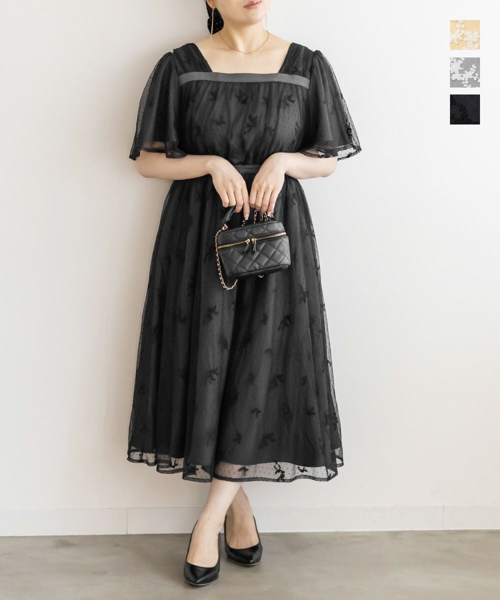 CLETTEオリジナル☆2WAY花柄チュールワンピース | 大きいサイズ