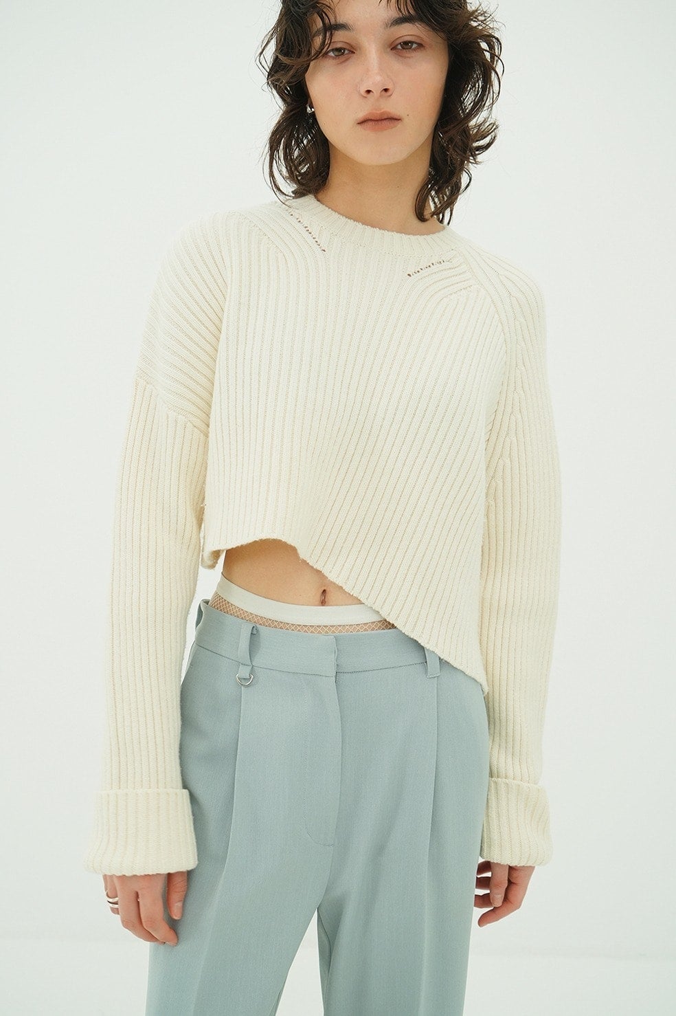 ASYMMETRY WIDE SHORT KNIT TOPS｜TOPS(トップス)｜CLANE OFFICIAL