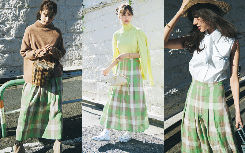 大人可愛い！「トレンドのチェック柄スカート」着回し3選 | CLASSY