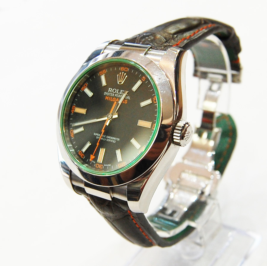 ロレックス ミルガウス 交換用時計ベルトオーダー｜クロコダイル製作例