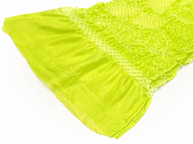 しごきと帯揚げセット 七五三の着物に 子供用の志古貴と帯揚げ【黄緑】