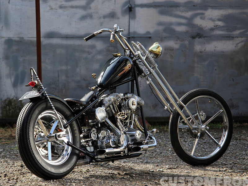 ハーレー ショベルリジッド ロングフォークチョッパー・ハートカスタム