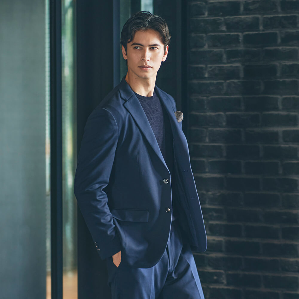 本店】楽ジャケ セットアップ ネイビー XS(XS ネイビー): |SOLVE公式通販