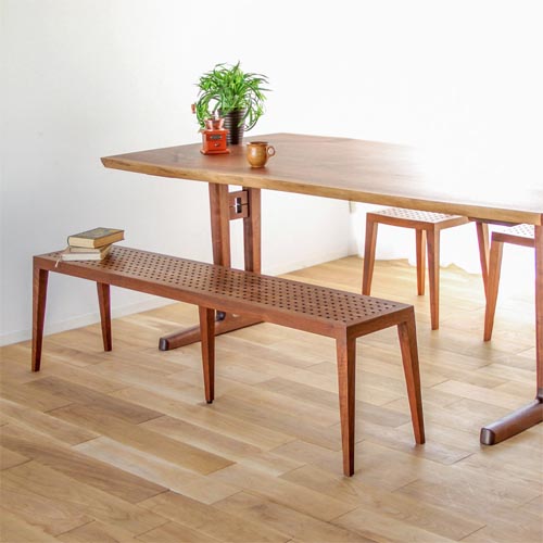 旭川家具 家具工房木魂 Koshi 格子 ベンチ 国産家具 無垢 ベンチ