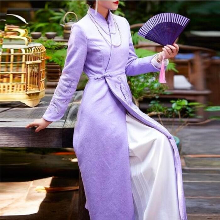 チャイナドレス風ウールロングコート コート|チャイナ服専門通販 Chinii