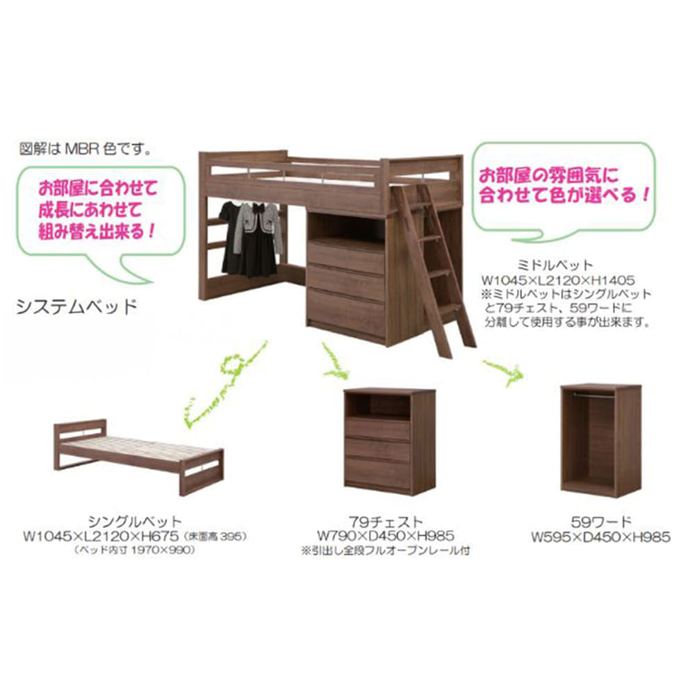 システムベッド コネクトⅥ MBR(収納ﾍﾞｯﾄﾞ MBR): 学習机・ロフト