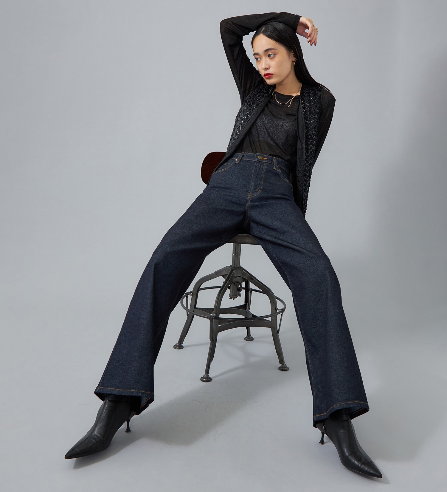 STANDARD WARDROBE LASTIC ワイドパンツ【ストレッチデニム