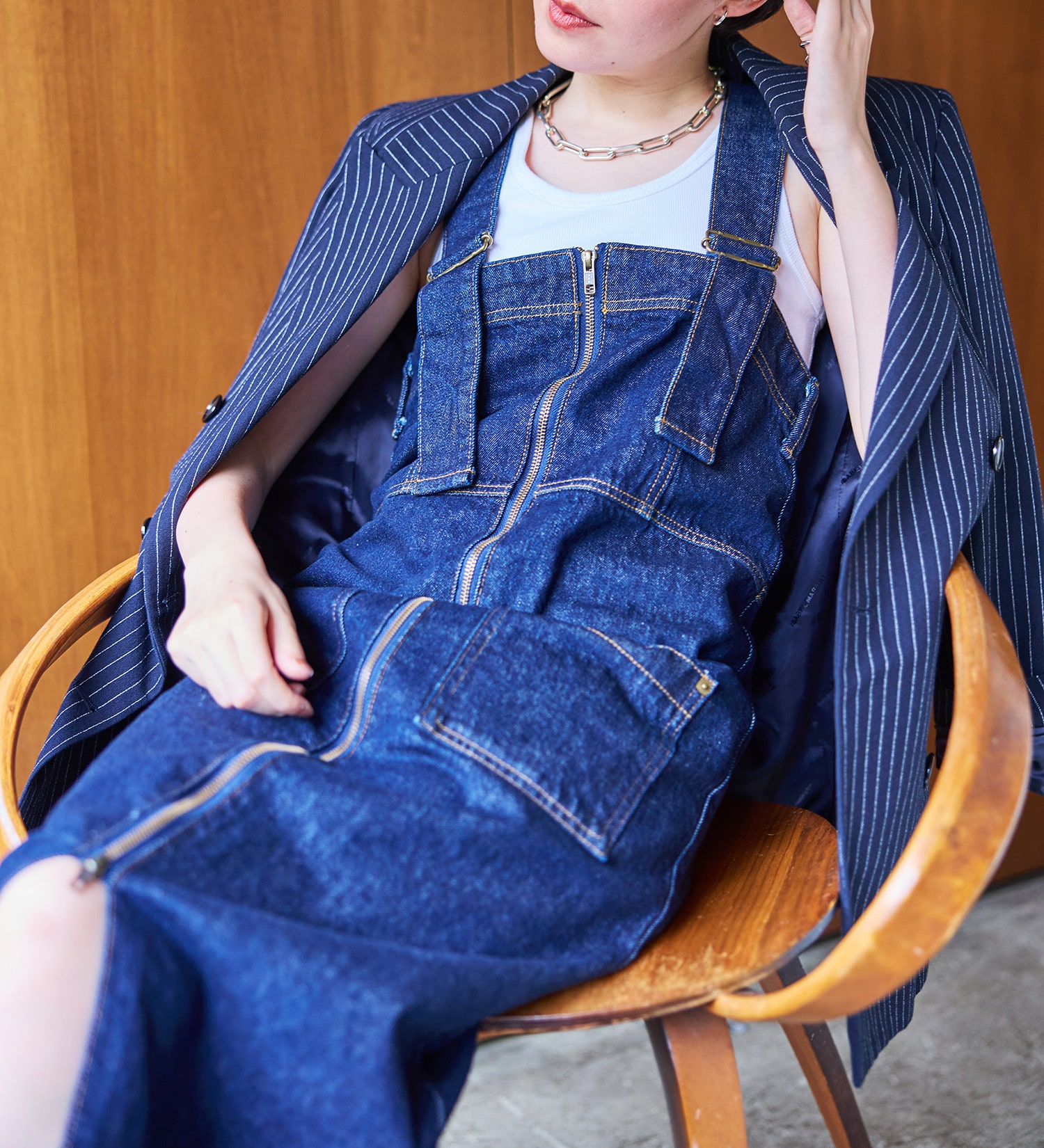 atelier SOMETHING 2WAY LACE UP SALOPETTE SKIRT/レースアップ