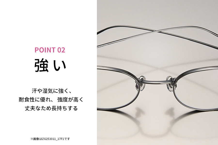 大きめサイズが特徴のウェリントン型チタンフレーム（ZF253004-43E1