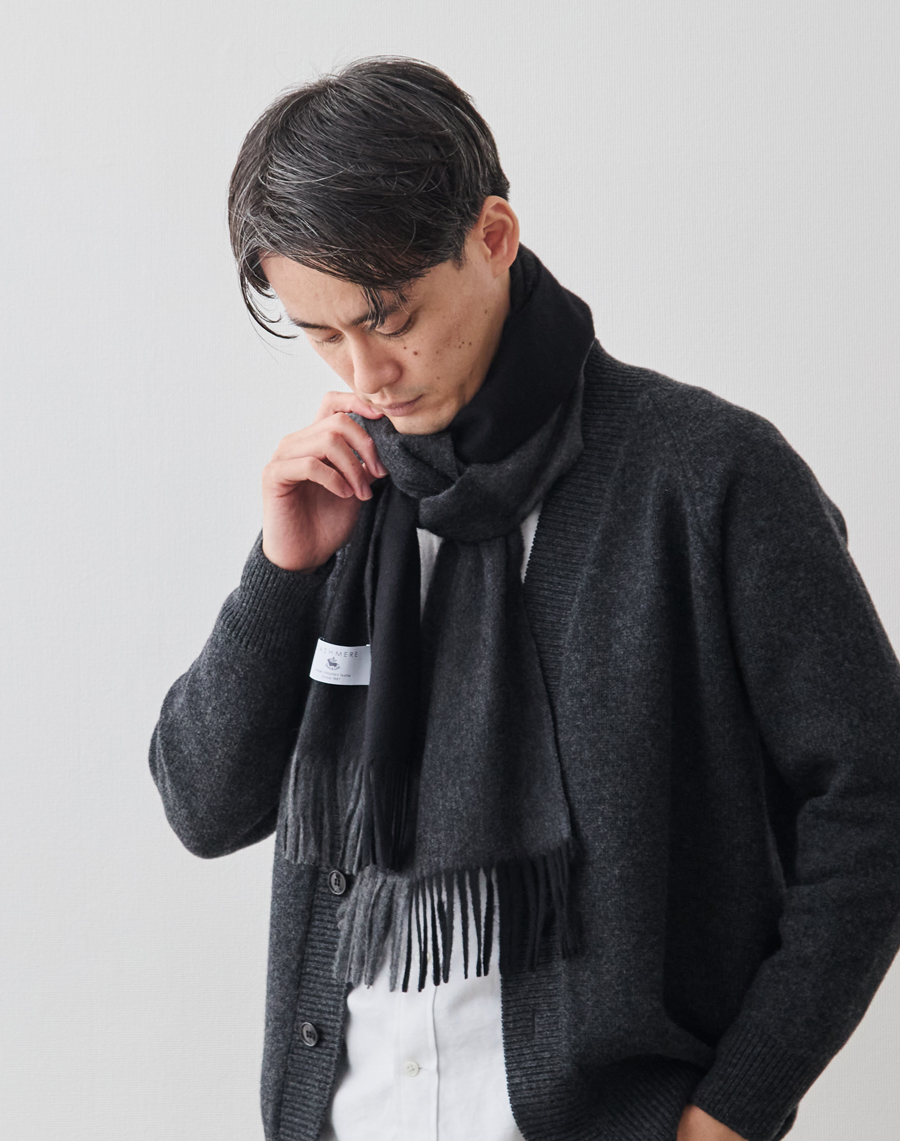 Melty Cashmere 100% ウェーブマフラー/ブロックチェック