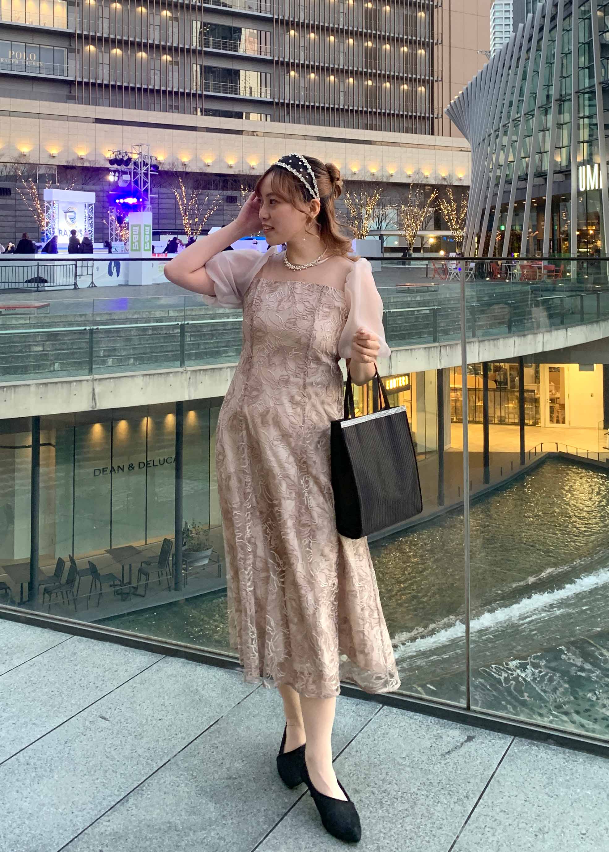 ニュアンスフラワーレースドレス｜DorryDoll