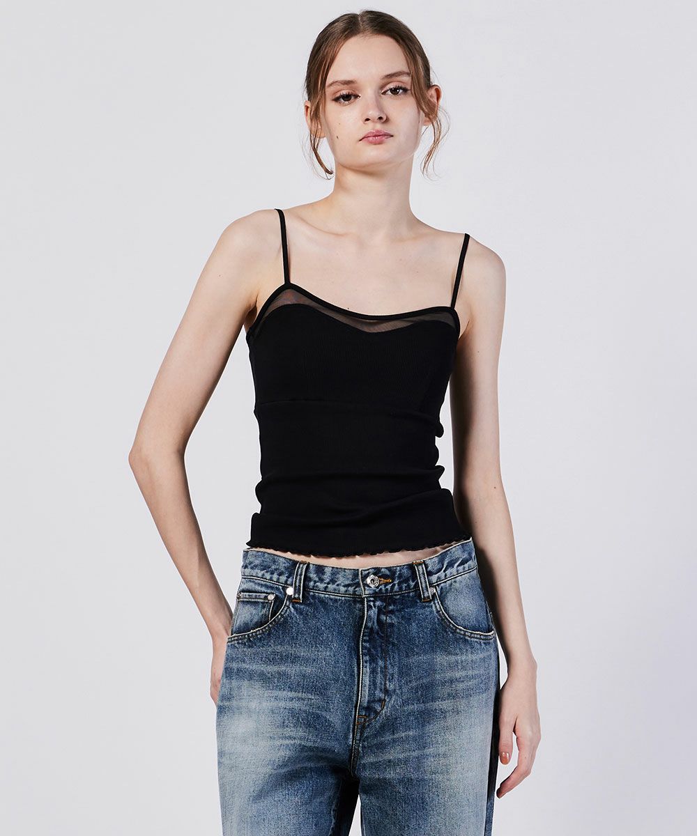 Sov. / カップ付シースルーキャミソール TOPS Night STORE | ダブル