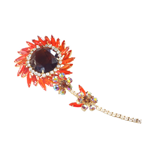 JULIANA | オレンジとブラウンのフラワーブローチ - コスチューム