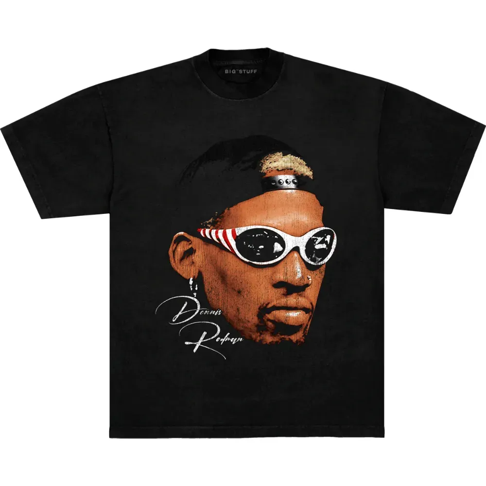 Camiseta BIG STUFF Graphic Big Face Dennis Rodman Preto - Droper