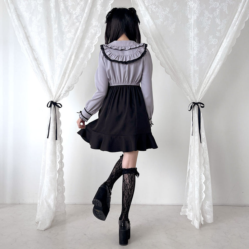 ヨークフリルハートビジューリボンフレアワンピース – レディース