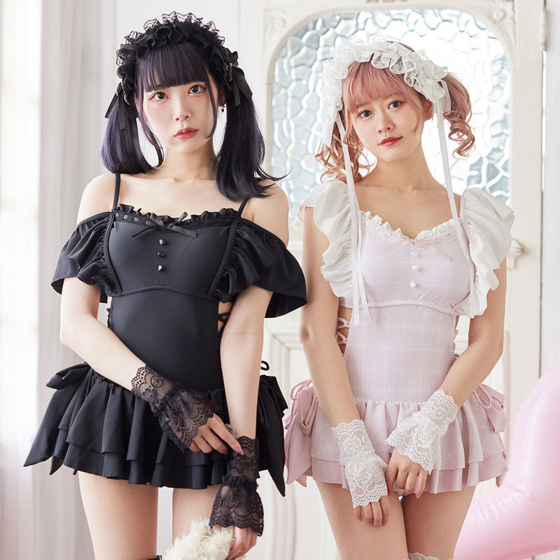 サイドレースアップフリルワンピース水着 – レディースファッション