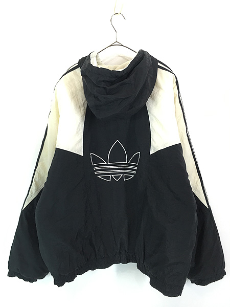 古着 90s adidas BIG ロゴ & トレフォイル パデット フーデッド