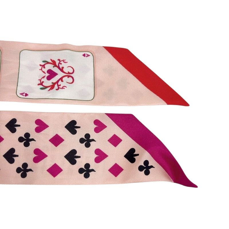エルメス HERMES ツイリー トランプ JEU DE CARTES ピンク シルク
