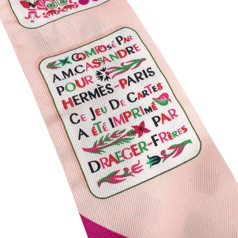 エルメス HERMES ツイリー トランプ JEU DE CARTES ピンク シルク
